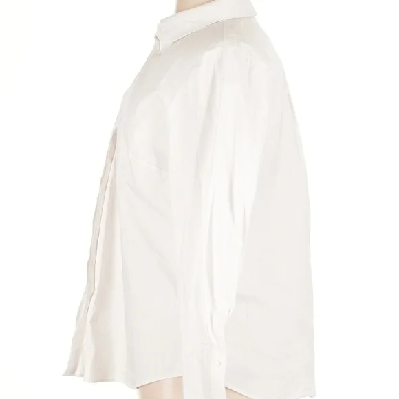 Lafayette 148 New York White Button Down Shirt | Size 1X - Picture 4 of 6